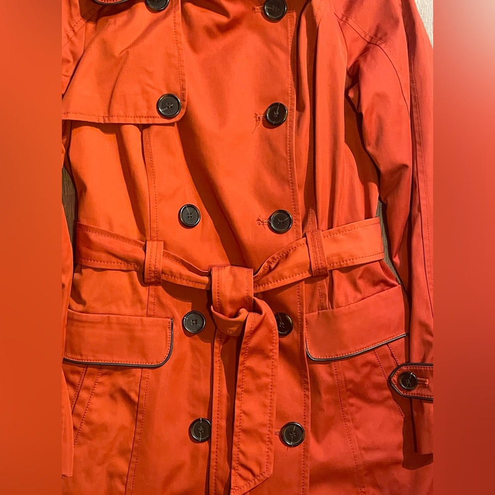 Jones New York burnt orange Trench Coat *Excellent Cond* Sz. S - Picture 4 of 10